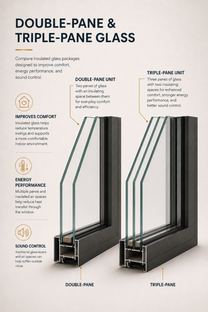 Double-pane and triple-pane insulated window glass comparison for Dallas–Fort Worth homeowners.