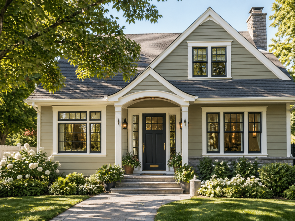 Traditional Dallas-Fort Worth home exterior with updated windows, refreshed front door details, and improved curb appeal.