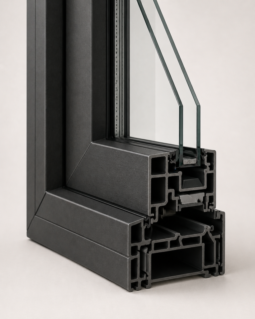Fiberglass composite window frame cross-section for Plano and Dallas–Fort Worth homeowners comparing durable window materials.